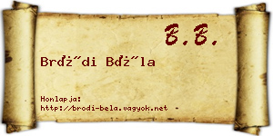 Bródi Béla névjegykártya