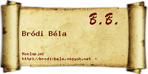 Bródi Béla névjegykártya